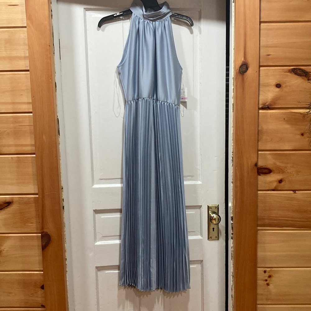 Silvery blue dress. Never been worn.